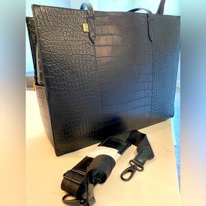 Beis The Large Work Tote in Black Croc
